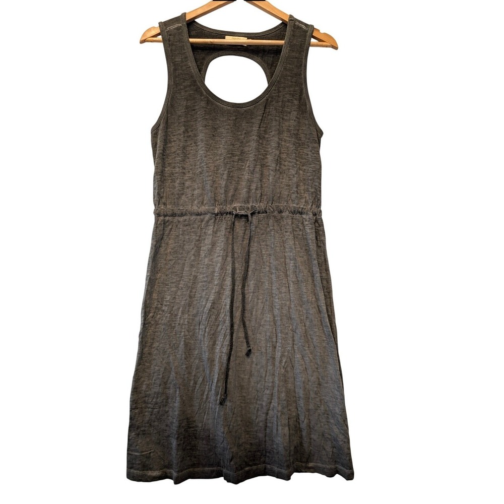 Paradise Shores Charcoal Grey Cotton Cutout Back‎ Drawstring Mini Dress Small